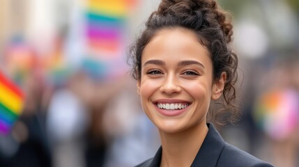 Fototapeta premium Confident Businesswoman Celebrating Pride in the City