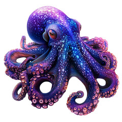 Fototapeta premium Deep Sea Octopus with Glowing Tentacles Isolated on Transparent Background