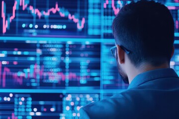 Analyst Reviewing Financial Data on Screens