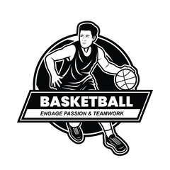 Black and White Basketball Game Illustration Vector