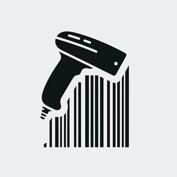 recommend clip art: very simple flat and minimalist Barcode Scanner silhouette in black on a white background