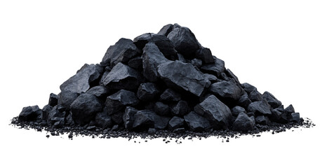 Fototapeta premium Pile of coal isolated on a transparent background, PNG