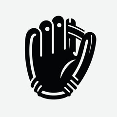 very simple flat and minimalist Baseball Glove silhouette in black on a white background