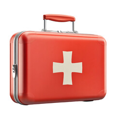Obraz premium Red First Aid Kit Medical Emergency Healthcare Box