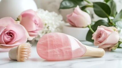 a close up of a pink rock