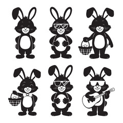 set of funny rabbits