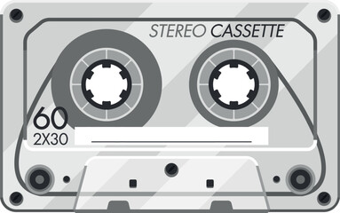 Musical audio cassette tape vector illustration