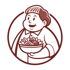 Food Craving Logo Person Relishing a Giant Feast