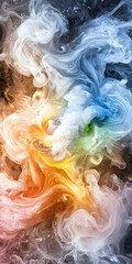 Abstract Swirling Rainbow Ink in Pastel Colors