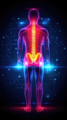 Human Spine Anatomy, Detailed Illustration, Educational Use