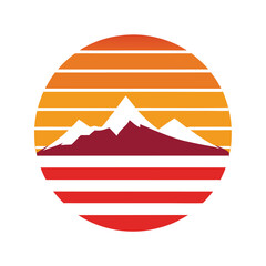 Retro Sunset Mountain Graphic Design . Vector retro for greeting card, banner, poster,&nbsp;t-shirt