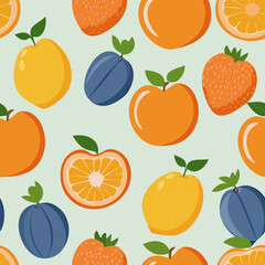 Vibrant Fruit Fiesta: A lively and colorful array of assorted fruits, creating a cheerful and appetizing pattern