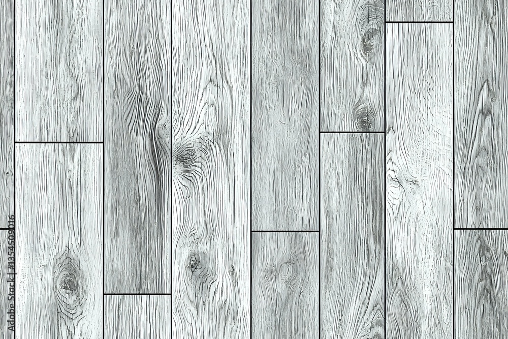 Aufkleber light gray wooden planks with natural grain pattern and knots arranged in staggered layout create ru