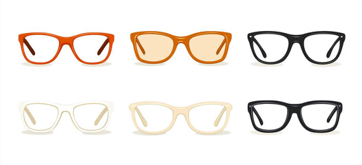 Glasses frame, plastic frames in colors beige and white on a white background.