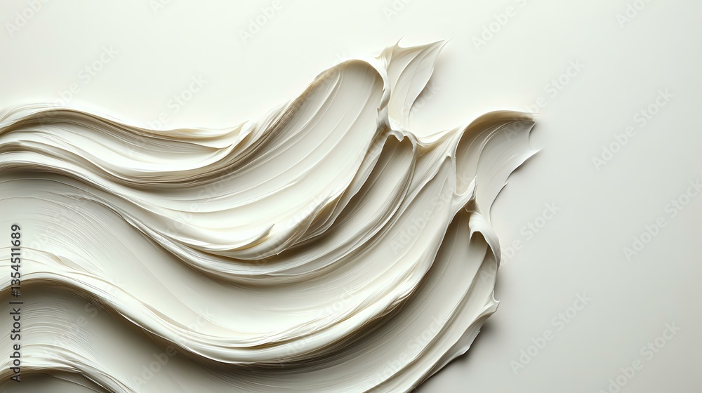 Poster Curving layers of white paper create abstract flowing waves against light background, showcasing elegant minimalist design and organic movement patterns.