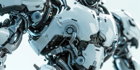 Fototapeta premium 3D illustration of a realistic model of a body robot or cyber artificial intelligence metallic digital new factory.