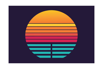 Retro Sunset Graphic Design Perfect for Summer Apparel . Vector retro for greeting card, banner, poster,&nbsp;t-shirt