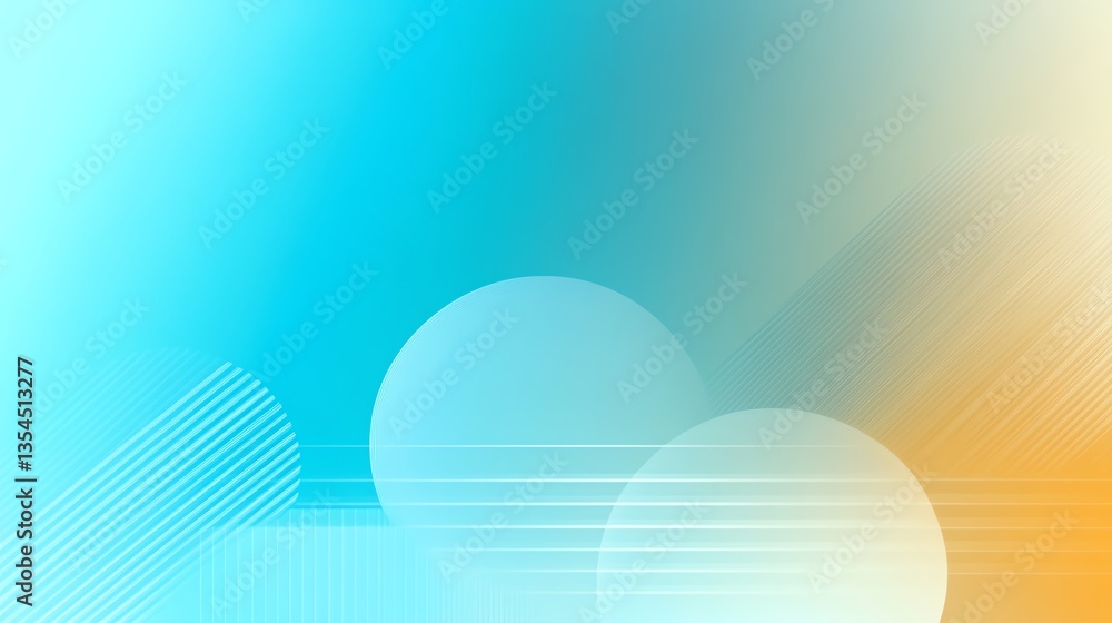 Poster abstract gradient background with circles and lines in blue and orange