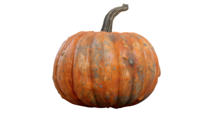 Harvest Pumpkin: A vibrant, ripe pumpkin, a quintessential symbol of the autumn harvest, sits in splendid isolation, its rich orange hue and textured skin radiating a sense of autumnal abundance.