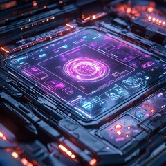 Fototapeta premium Glowing electronic circuit digital sci high resolution picture