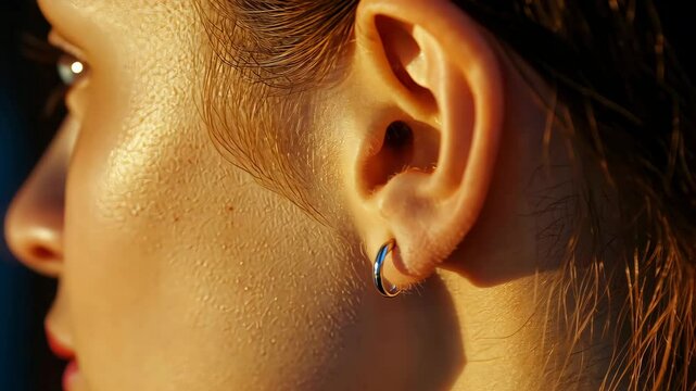 Close-up of a girl&rsquo;s ear-piercing. v4