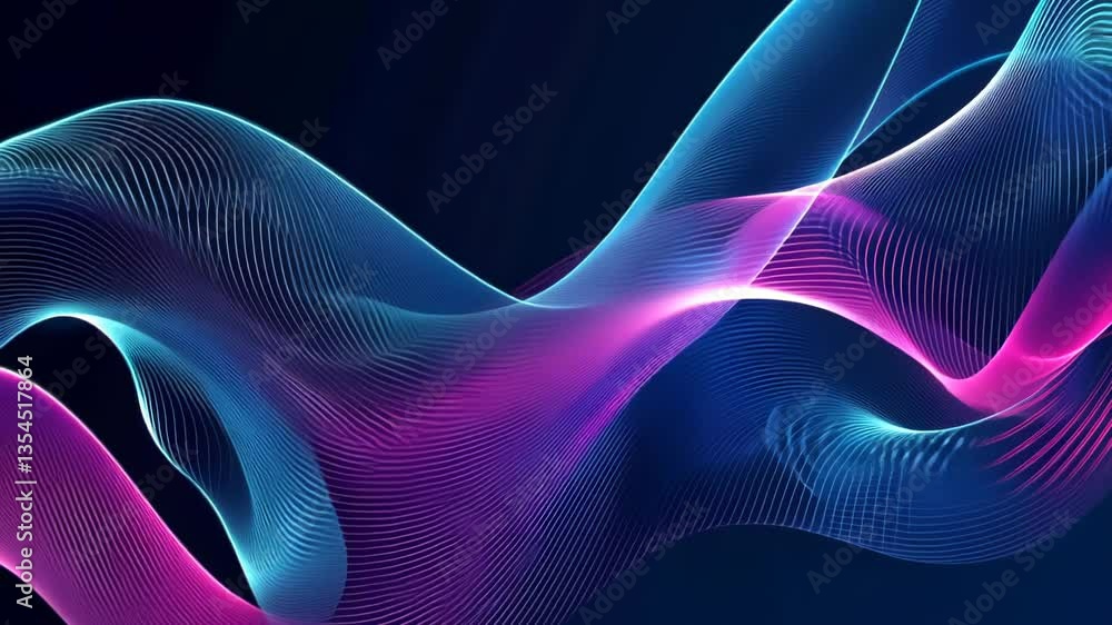 Poster colorful waves create a mesmerizing motion in an abstract digital display with vibrant patterns