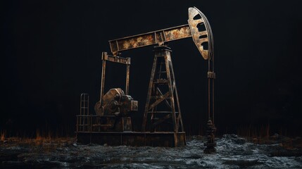 A large metal oil pump with steel detailing on a black background