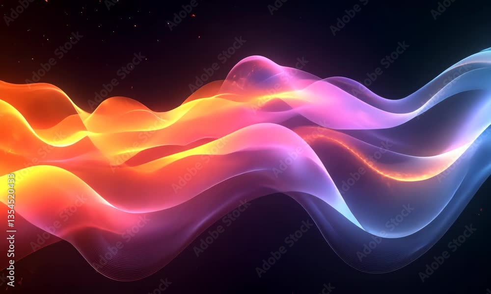 Poster abstract colorful light waves flowing in a seamless motion background video