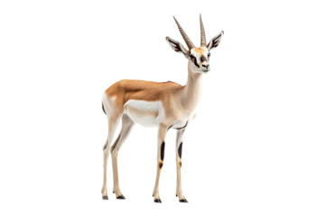 African Springbok Isolated on White and Transparent Background PNG Image.