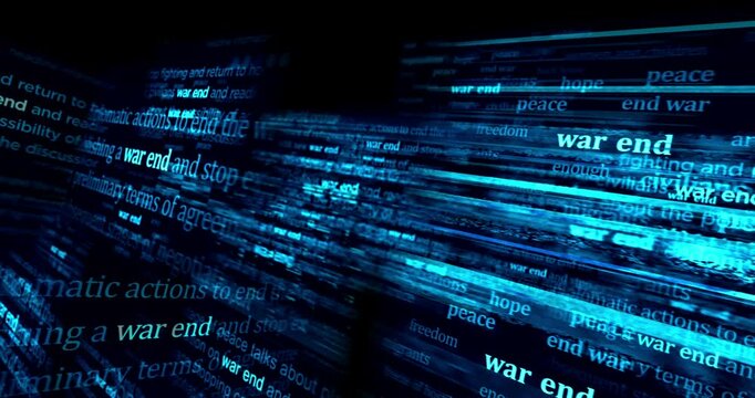 War end stop conflict and peace Headline news titles international media abstract concept  loop. Seamless and looped 3d animation.