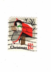 An old used Christmas postage stamp from the USA.