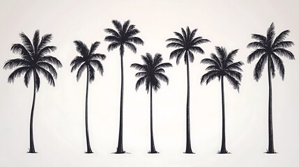 Collection of silhouette palm trees.