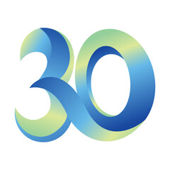 Logo design of the number 30, stylized as a graphic element—often used for anniversaries, milestones, or numeric branding.

