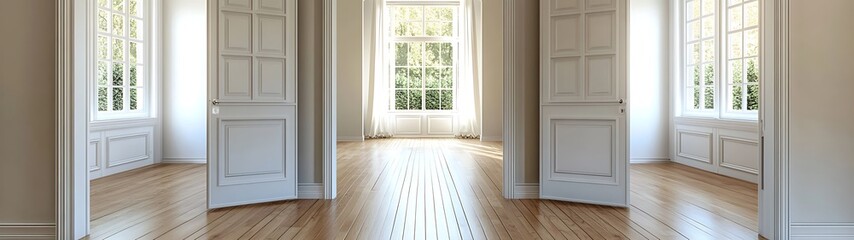 Fototapeta premium Empty Room with Classic Doors.