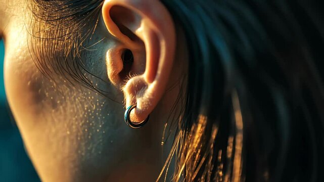 Close-up of a girl&rsquo;s ear-piercing. v2
