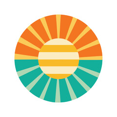 Obraz premium Retro Sunset Circle Graphic Design . Vector retro for greeting card, banner, poster,&nbsp;t-shirt