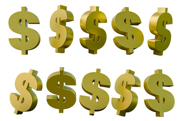 3D rendering, realistic 3D, 3d render, dollar currency logo, transparent background