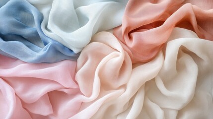 Obraz premium A soft pastel fabric texture background with gentle color transitions