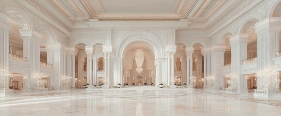 Fototapeta premium Grand Palace Interior: Opulent White Marble Hall