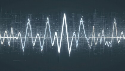 Obraz premium Abstract ECG Waveform Minimalist Design, Bright White on Dark Background