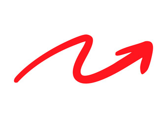 手書きのカーブ矢印 ベクター 赤