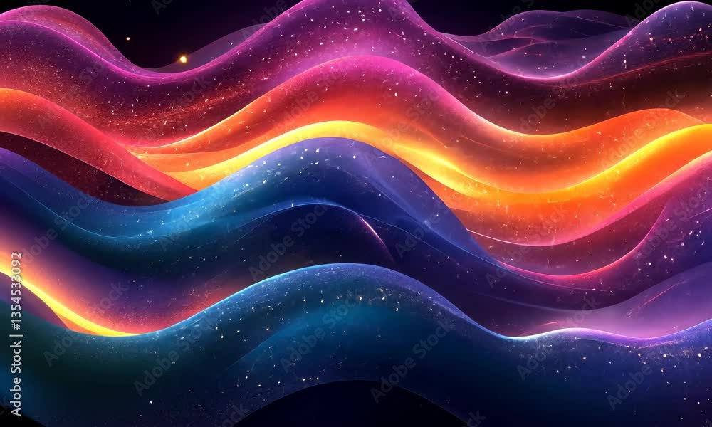 Aufkleber dynamic cosmic waves flowing with vibrant colors and glowing particle effects in nebula