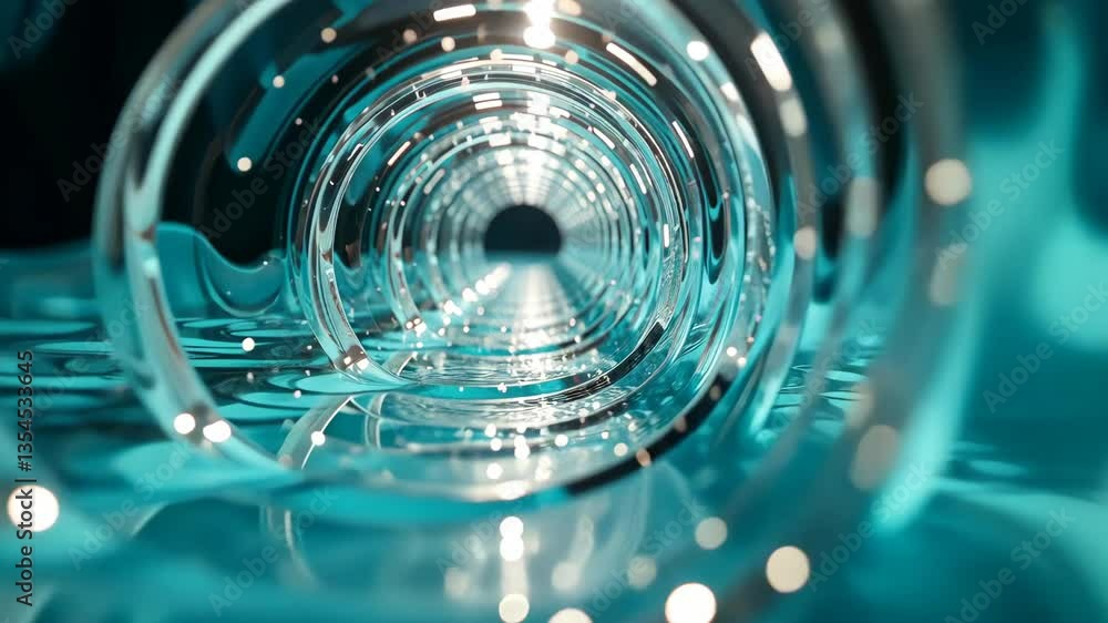 Poster Mesmerizing aqua tunnel of light A journey through an endless abstract vortex.