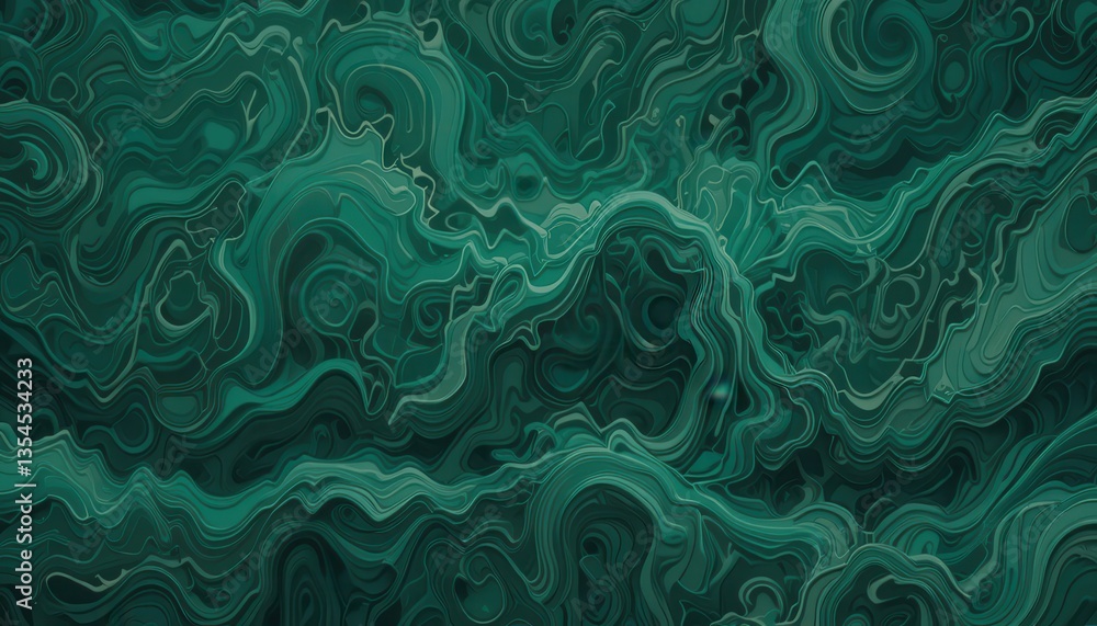 Poster abstract deep green heartbeat pattern modern swirls and curves background