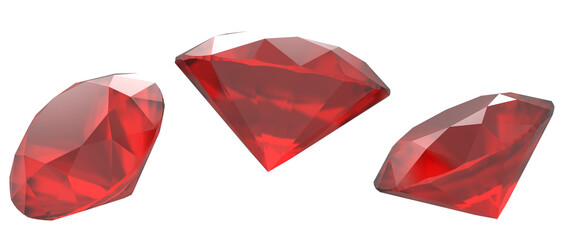 3 red diamond on transparent background