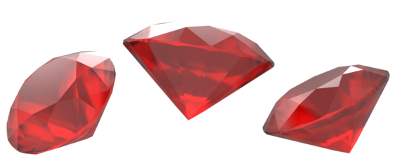 3 red diamond on transparent background