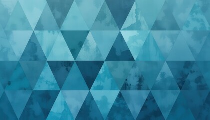 Obraz premium Calming Teal and Blue Watercolor Triangle Pattern Geometric Abstract Art Background