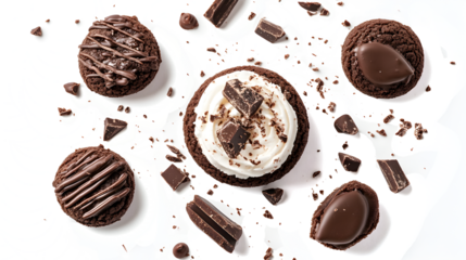 A close up of a plate of assorted chocolate desserts