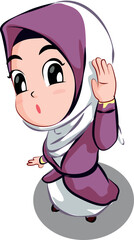 Title: Cute muslim girl, Smiling face for illustration. Vector design.