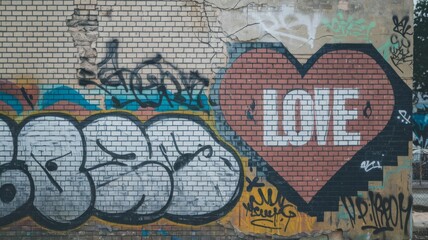 graffiti on the brick wall